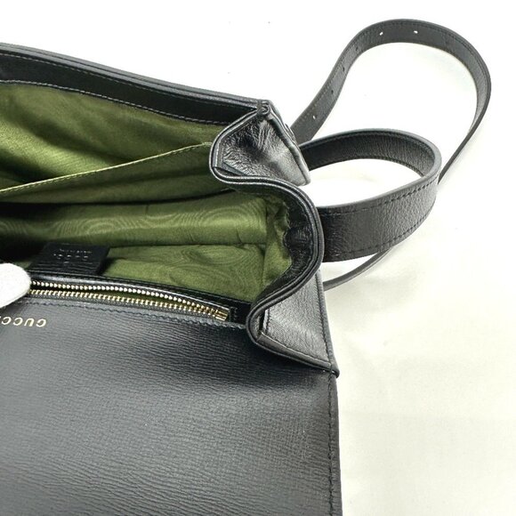 GUCCI Black Leather GG Marmont Shoulder Bag - Picture 15 of 16